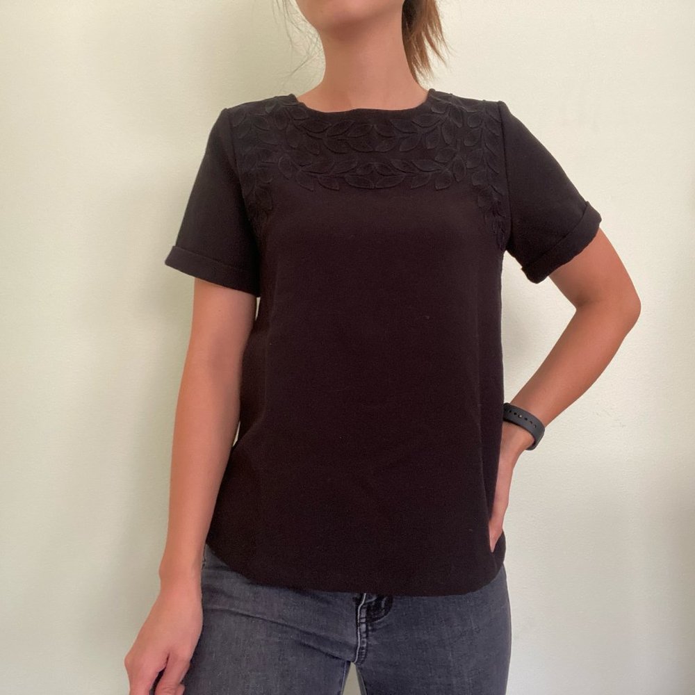 Madewell Black Embroidery Top